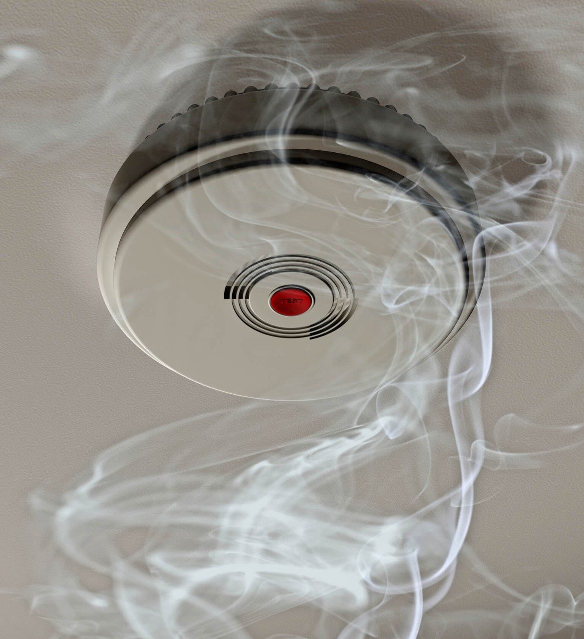 smoke alarm wreathed in smoke