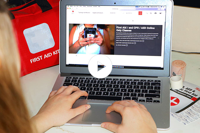 Student signing up for a Red Cross training class